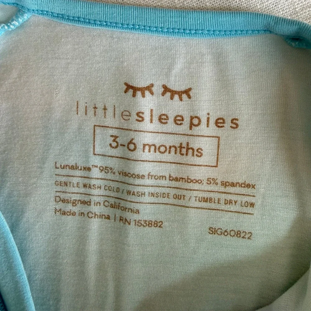 Little Sleepies Blue Green Watercolor Tie Dye Bamboo Zippy Romper 3-6 Months